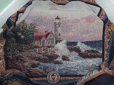 Thomas Kinkade Lighthouse Ocean Throw Blanket