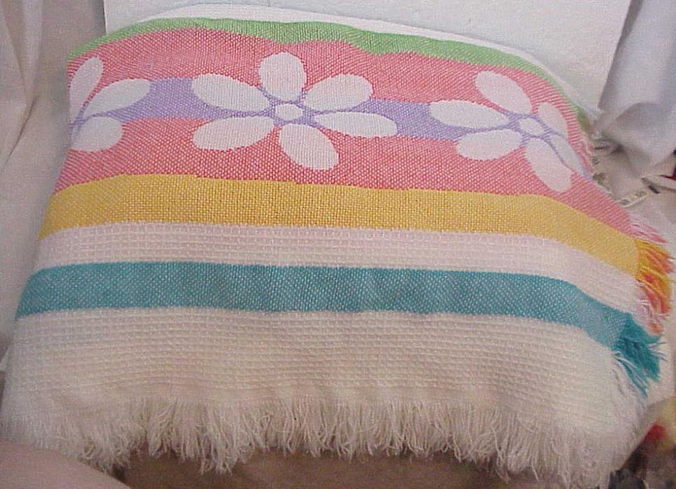 BRIGHT COLOR THROW BLANKET FLOWER YELLOW PURPLE WHITE BLUE PINK