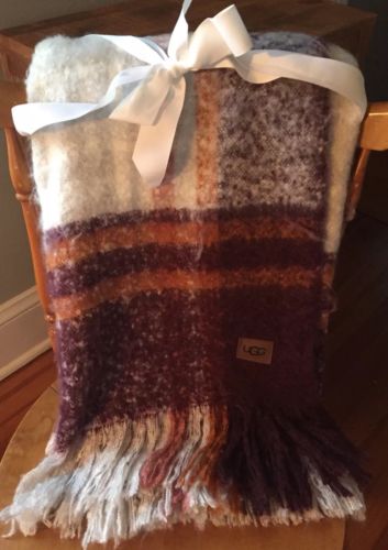 UGG Home Collection Long Beach Port Multi THROW Blanket Fringe 50 X 70” Luxury