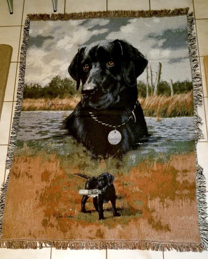 NWOT – Black Labrador Retriever Tapestry Afghan Throw Blanket