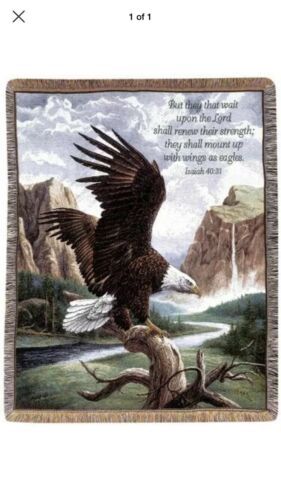 Freedom ~ American Bald Eagle Tapestry Afghan Throw ~ Artist, Linda Picken