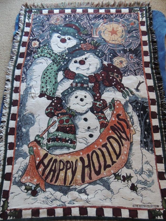 GOODWIN WEAVERS Snowman Woven Happy Holidays Throw Blanket 44