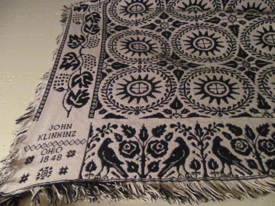 Vintage JOHN KLINHINZ OHIO 1848 Celtic handmade throw blanket 5' W x 7' L nice!
