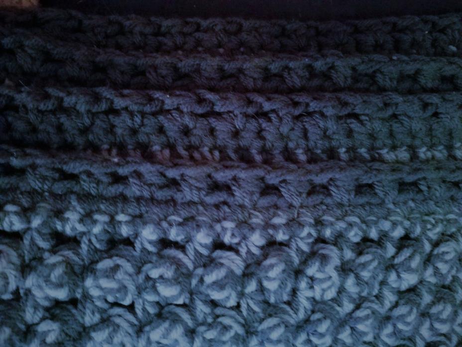 Handmade Crochet Afghan Blue Lap Throw Cover  48” X 34”