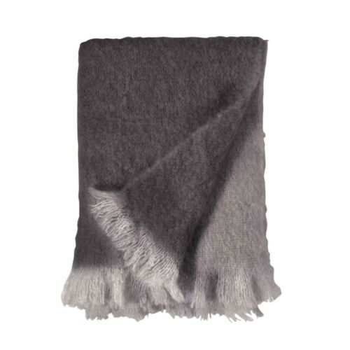 New MICHAEL ARAM Charcoal Lamb Wool Dip Dye Mohair Throw size 50