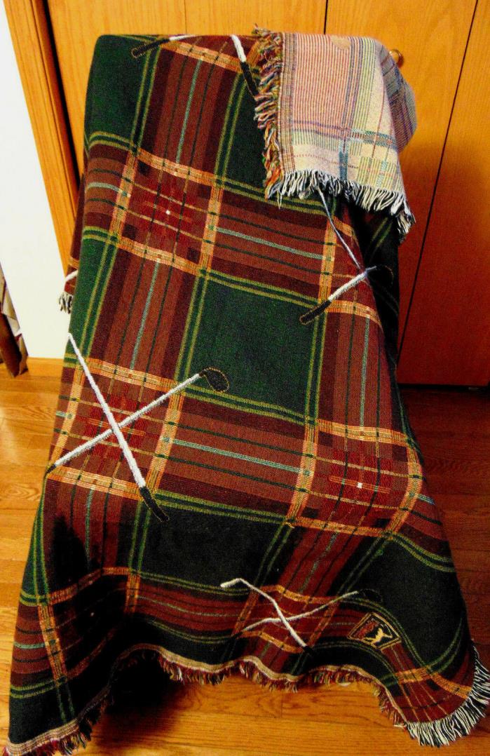 ~GOLF AFGHAN TAPESTRY THROW BLANKET GOLF CLUBS AFGHAN THROW BLANKET  69