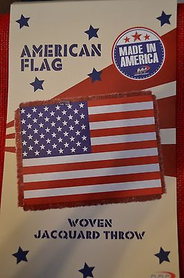 American Flag Patriotic Woven Jacquard Throw Blanket MADE IN AMERICA 46