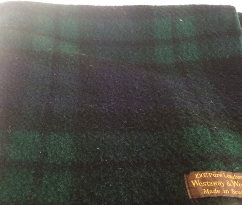 WESTAWAY100% Lambswool BLACK WATCH Tartan Blanket/Throw Made in Scotland VINTAGE