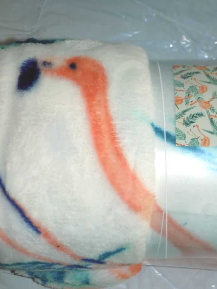 NEW PINK FLAMINGO PLUSH SOFT THROW BLANKET  50 X 70 NEW FOR YOUR COASTAL HOME