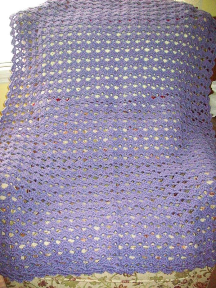 NWOT Handmade Crochet Afghan Throw Blanket Violet Purple  32