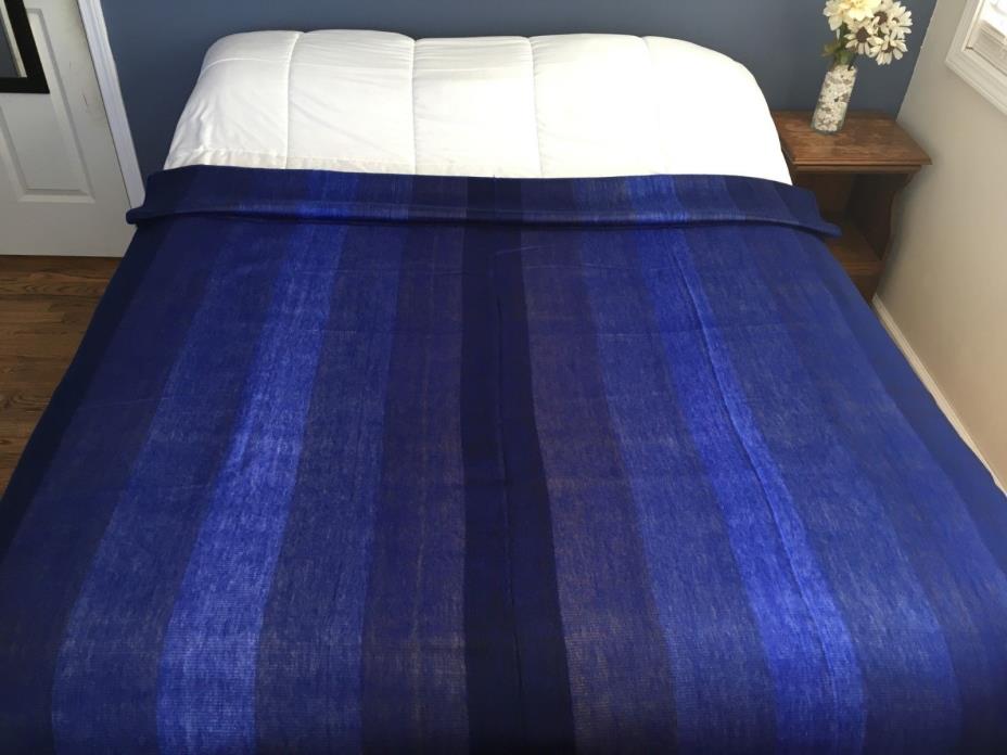 Handmade Alpaca Blanket - Various shades of Blue, Full/Queen 90