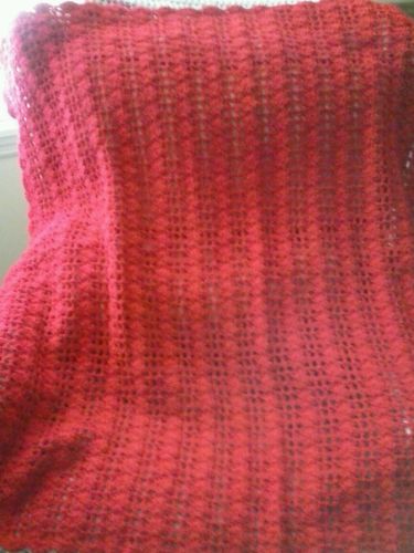 NWOT Handmade Crochet Afghan Throw Blanket Bright Red 40