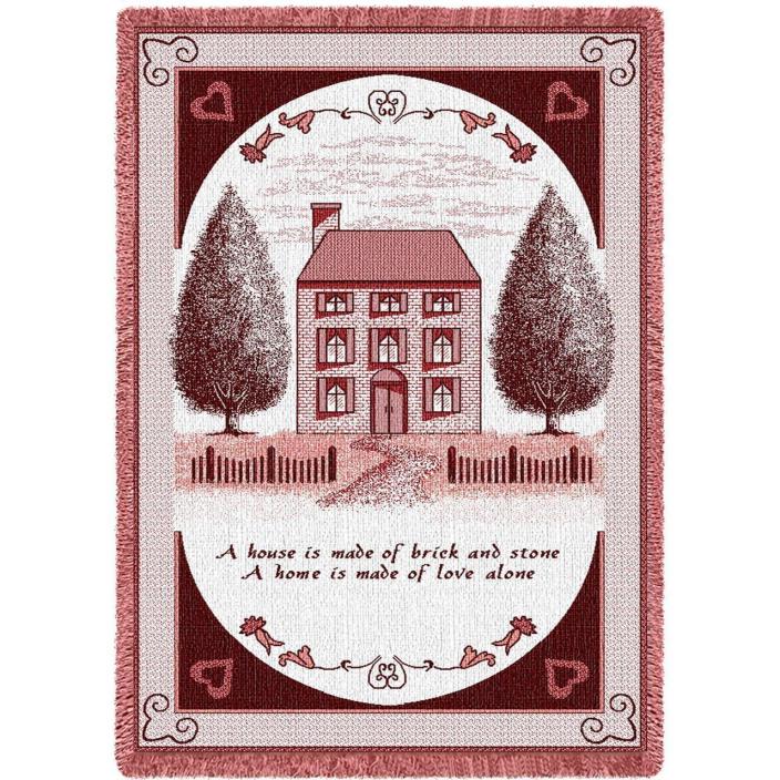 Salt Box House Art Tapestry Throw in Cranberry 4521-A Made in USA