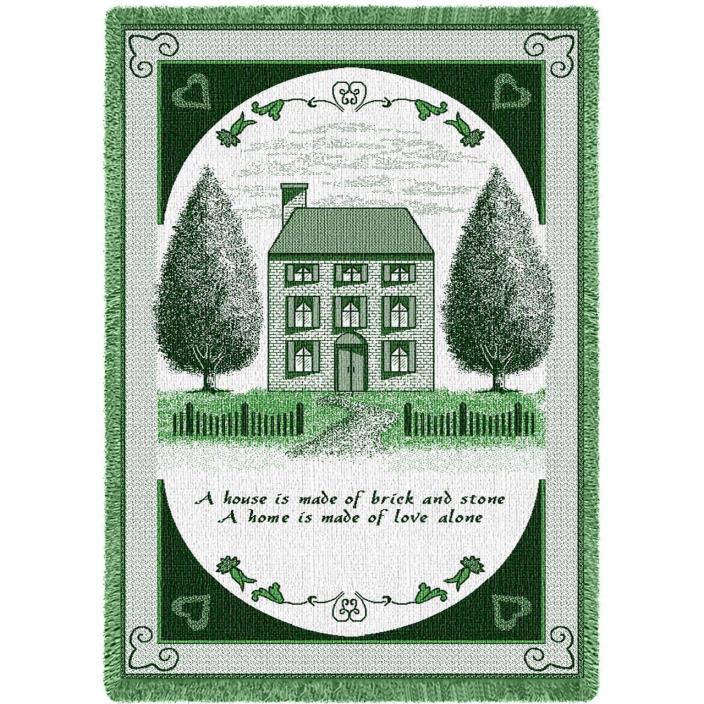 Salt Box House Art Tapestry Throw in Hunter Green 4520-A Made in USA