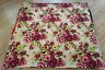 Vintage Shabby Cottage Floral Roses Woven Tapestry Tan Red Pink Throw Blanket