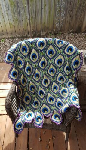 Crocheted Peacock Feather Afghan