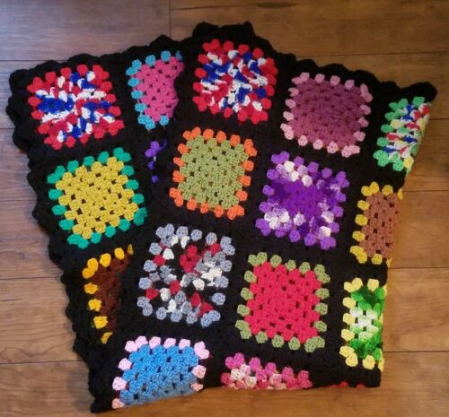 Crochet Granny Square Afghan Blanket Throw  47x33 Handmade