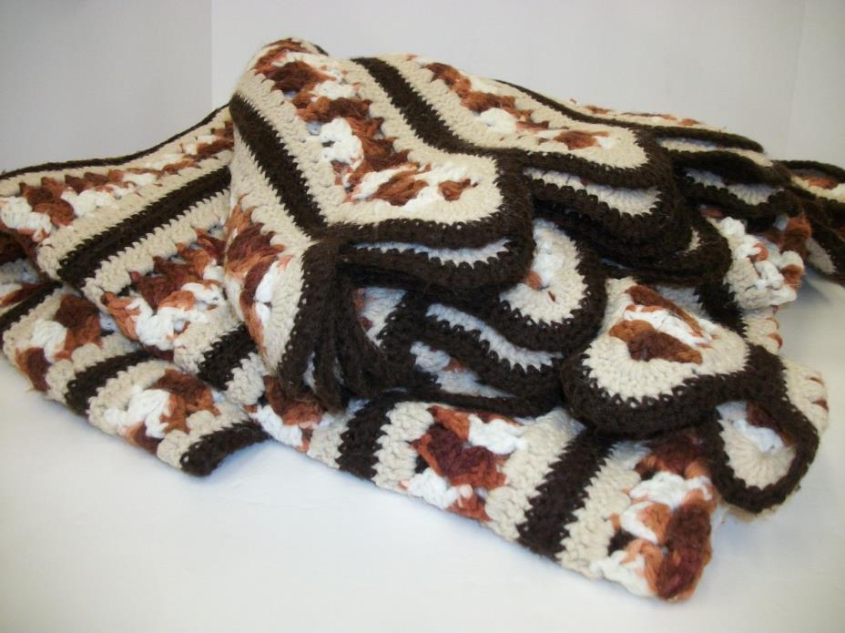 Wonderful Hand Crocheted Afghan - Fall & Winter Colors