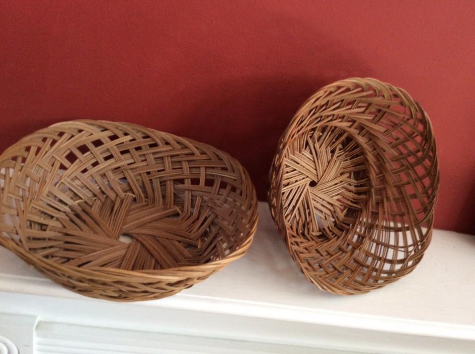 Bundle of Two WOVEN BASKETs for Fruit Bread Serving Centerpiece Display Gift