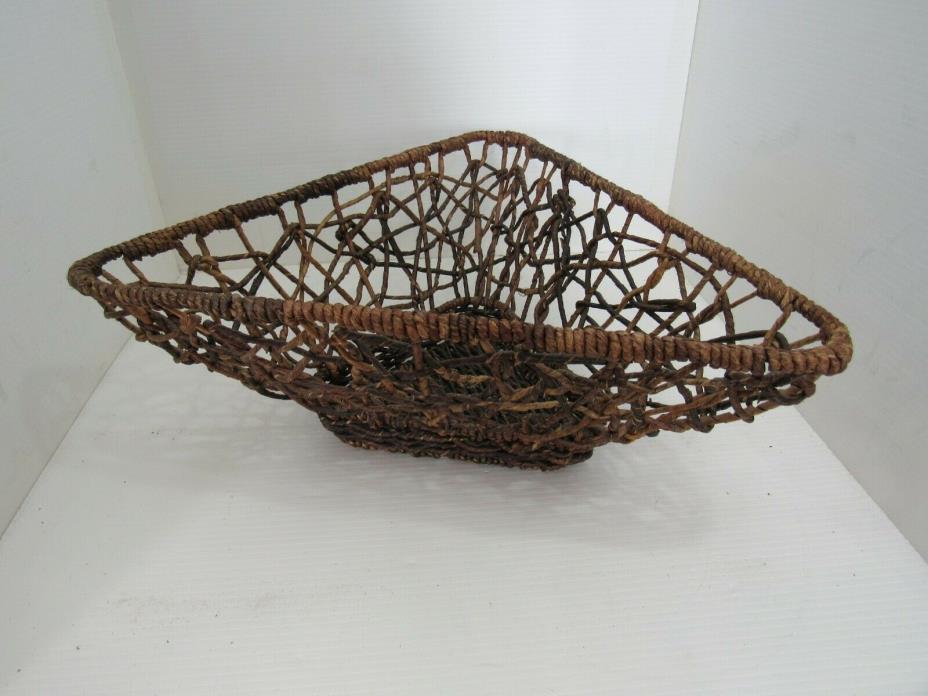 Large Triangular Wicker Rattan Basket, Home Decor