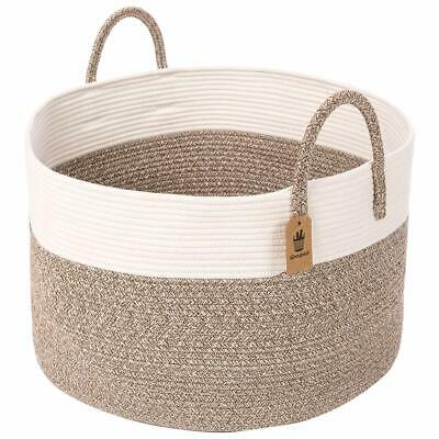 INDRESSME Cotton Rope Basket | Extra Large Woven Hamper Basket with Handles N...