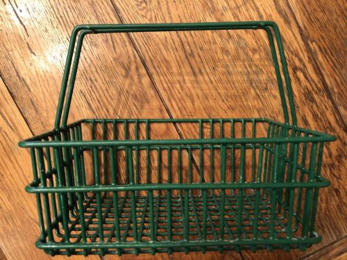 Vintage coated metal basket green