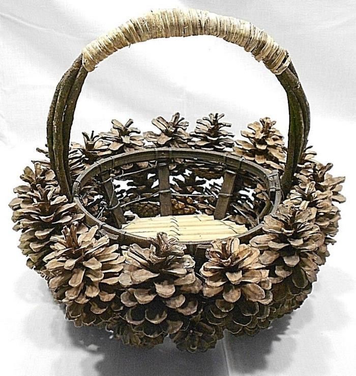 CRATE AND BARREL PINE CONE BASKET