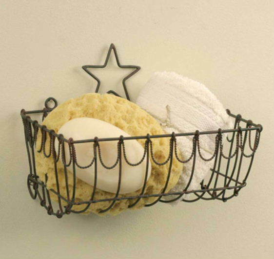 Country Farmhouse Star Wire Basket~Wall Mount