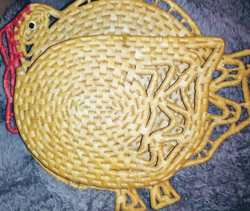 Vintage Wicker Turkey Wall Basket Decor