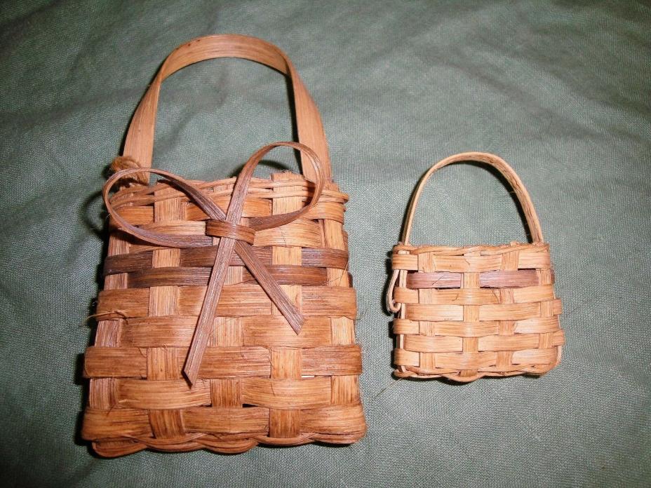 (2737) 2 small Homemade pocket baskets USTATE NY!  4x7x1.5