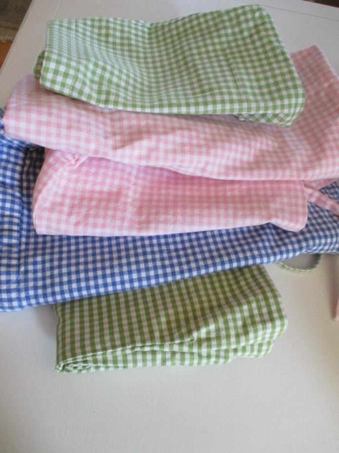 Lot 5 Pottery Barn Gingham Basket Inserts Pink Green Blue