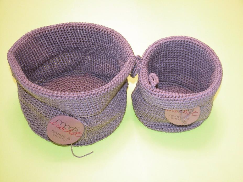 Mode Crochet Polypropylene Basket Set - Small & Large