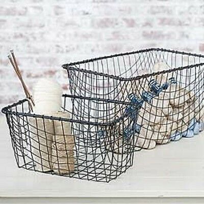 Wire Basket Home Office Storage Rectangle 18 Vintage Desk Industrial Style New