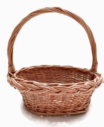 Wicker Easter Basket Small with Handle Woven Rattan Rustic Vintage