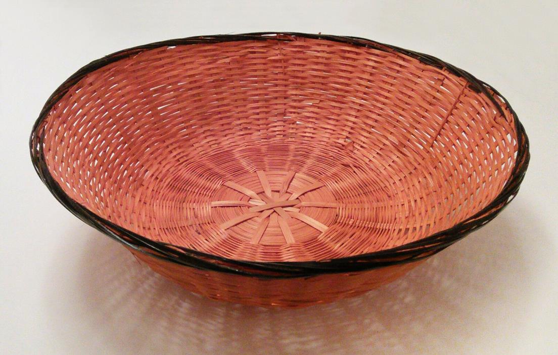 Large Round Woven Basket, 14.75 inch Diameter, 4.5 inch High