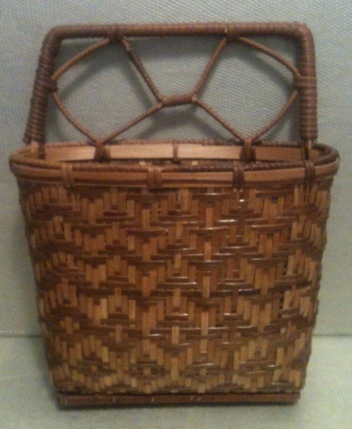 Hand Made Hanging Small Simulated Wicker Basket ~ Tri-Colored  (9