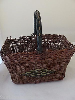 WICKER WOVEN BASKET WITH HANDLE-STORAGE/GATHERING/ORGANIZING-IMPERFECT