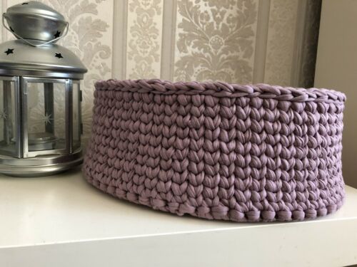 Handwoven Knit Storage Basket Handmade Woven Laundry Cotton