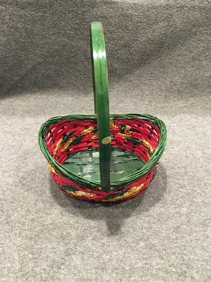 Bamboo Basket Red Green Gold Small