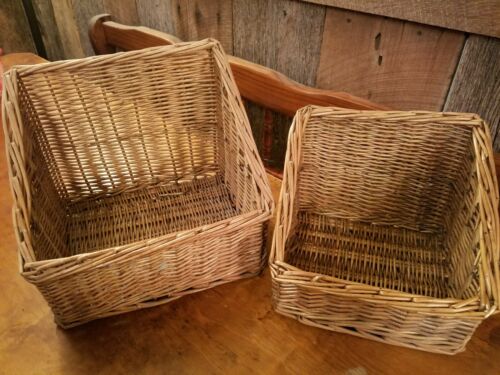 2 wicker baskets square with lower fronts