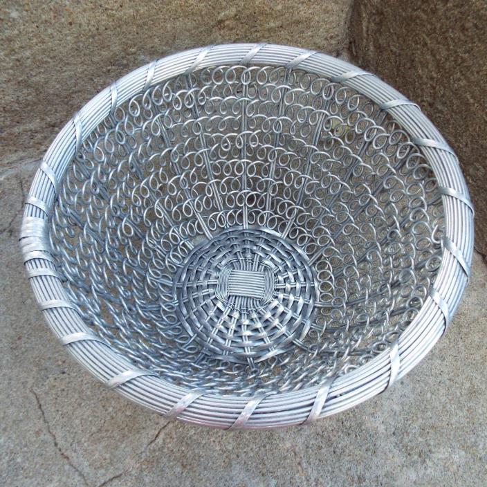Metal Wire Weaved Bowl Silver Tone finish Hand Woven Basket Bowl - Very Neat!