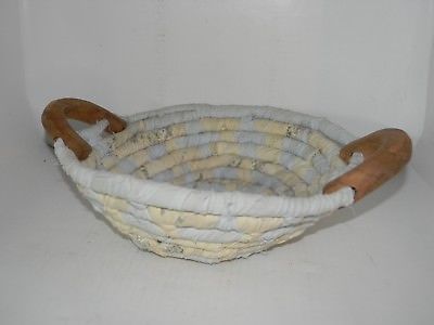 HANDMADE COTTON FABRIC COILED LINE ROPE BOWL/BASKET MULTI COLOR QUILTED