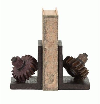 Book Ends Heavy Duty Decorative Bookends Industrial Office Library Gears 2 pcs.
