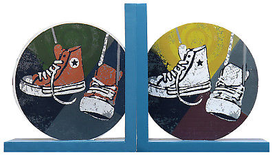 Adeco Trading Decorative Wood Child Teen Sneakers Book Ends Set of 2