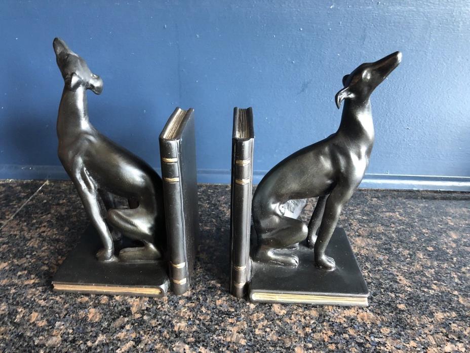 Pair Black Greyhound Bookends Sterling Industries