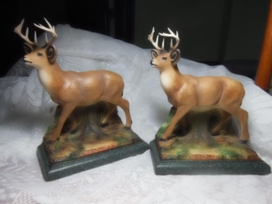Set of 2 Deer Stag Bookends Home Decor Very Solid Maker Unknown Interesting