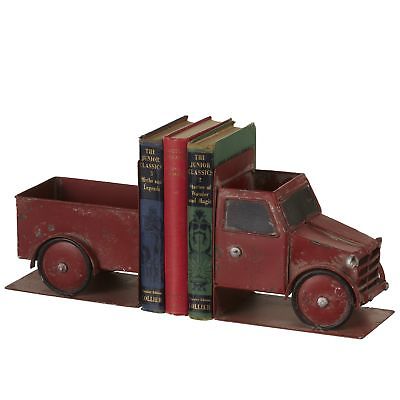 CBK Iron Distressed Red Truck Bookend Pair 149064