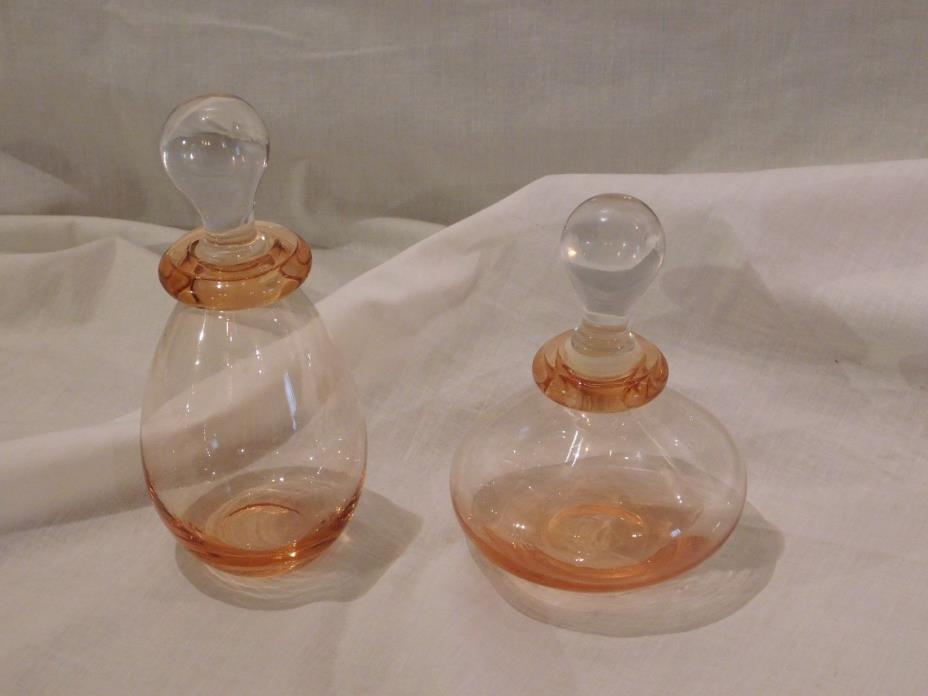 Set of 2 Decorotive Glass Bottles w/ Stoppers