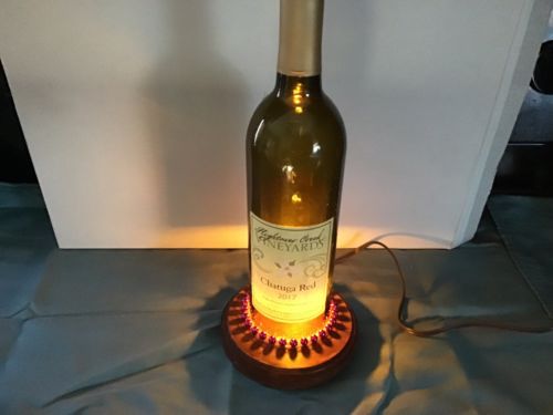 Handmade Wine Bottle Table Lamp, Wine Bottle Lamp, VINEYARDS, Chatuga Red
