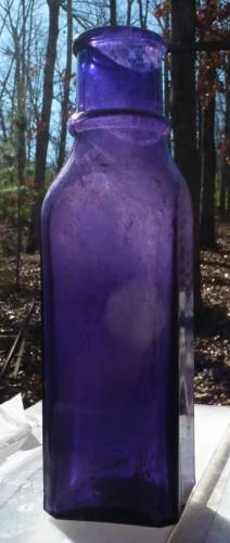 SUNROOM DECORATOR BOTTLE-Larger Square Pickle Jar-Dark Amethyst-1890s